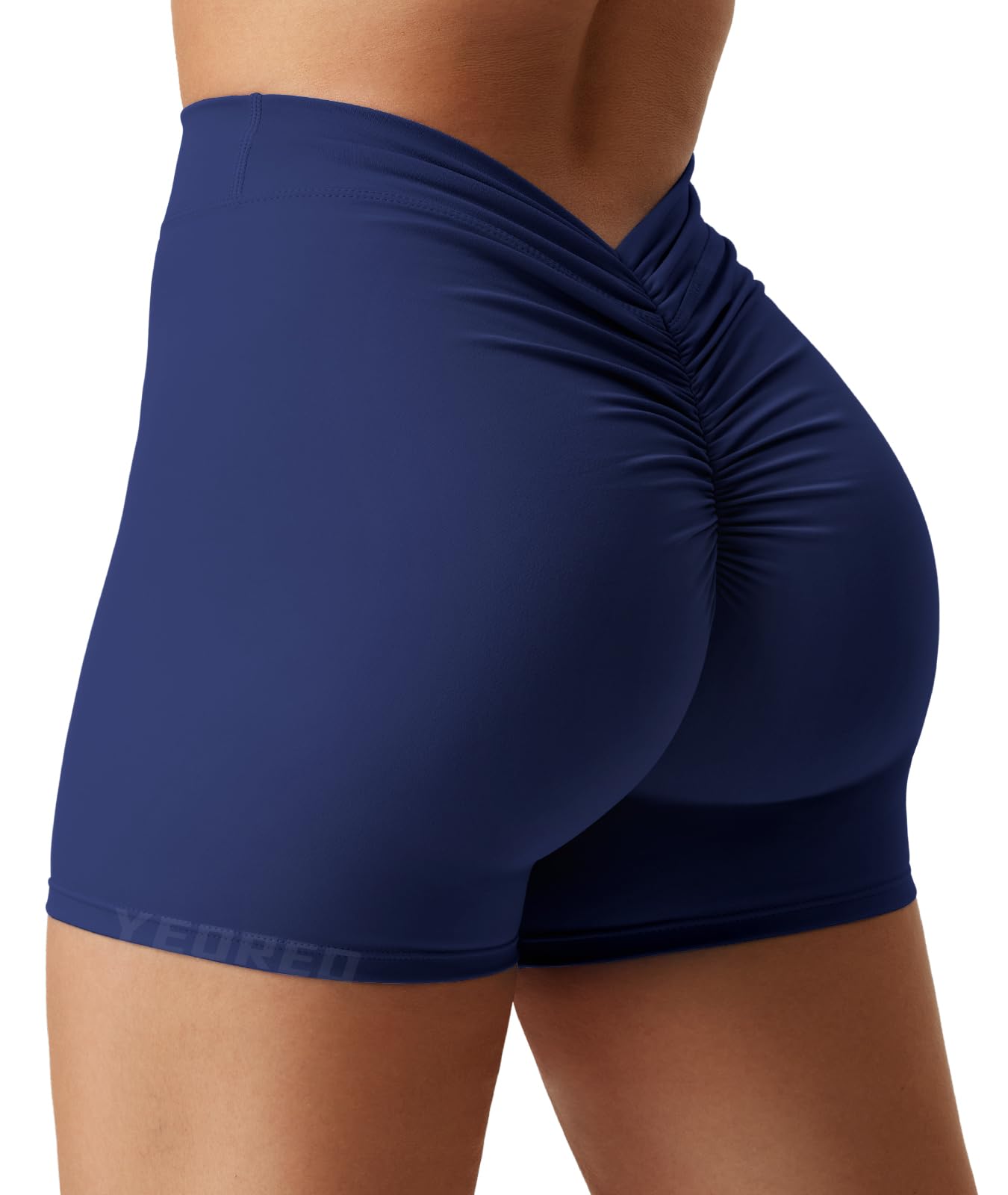 Photo 1 of YEOREO Daze Workout Shorts Womens Scrunch Butt Gym Shorts for Women V Back Booty Butt Lifting Biker Compression Spandex Yoga Shorts Deep Blue Small