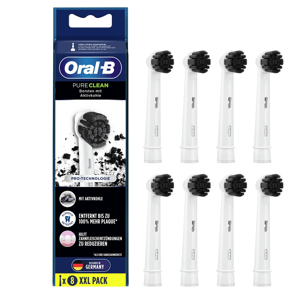 Oral-B Pure Clean Electric Toothbrush Heads 8 Pack with Activated Carbon Bristles Toothbrush Attachment for Oral-B Toothbrushes