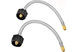 Stanbroil 12" RV Propane Pigtail Stainless Steel Braided Hose Type 1 Connection with 1/4" Male NPT for Standard Two-Stage Reg