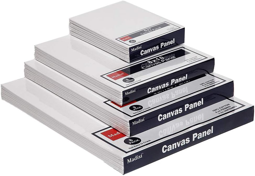 Madisi Painting Canvas Panels Multi Pack, 5x7, 8x10, 9x12, 11x14(8 of Each), 32 Pack