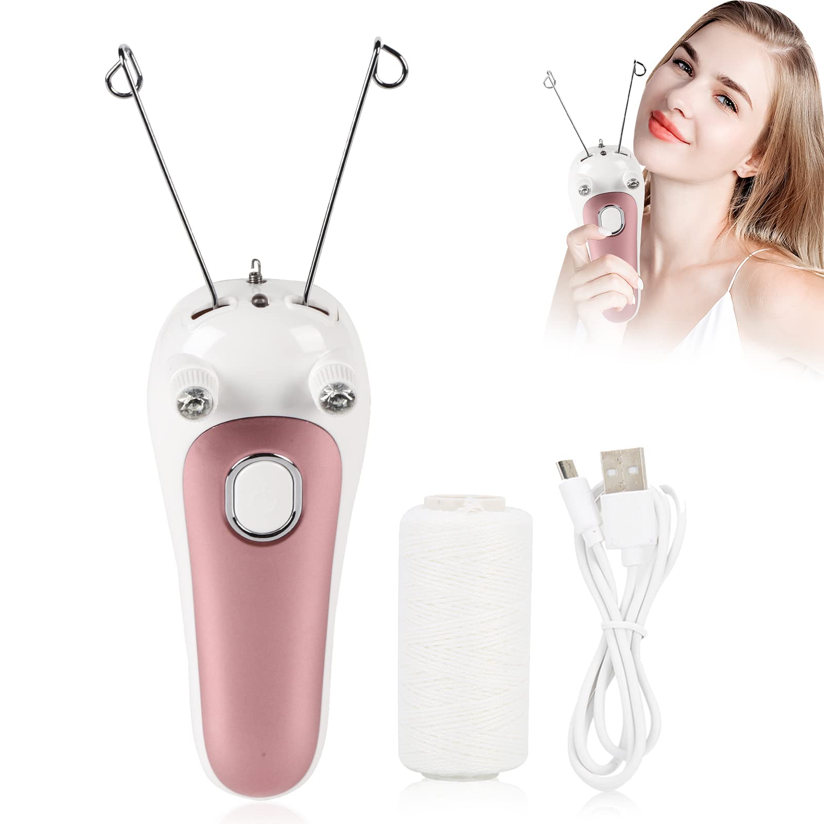 Electric Women Body Facial Threading Epilator, Physical Threader Hair Remover, Cotton Thread Hair Trimmer for Face Arm Leg Use(02),Christmas Gift