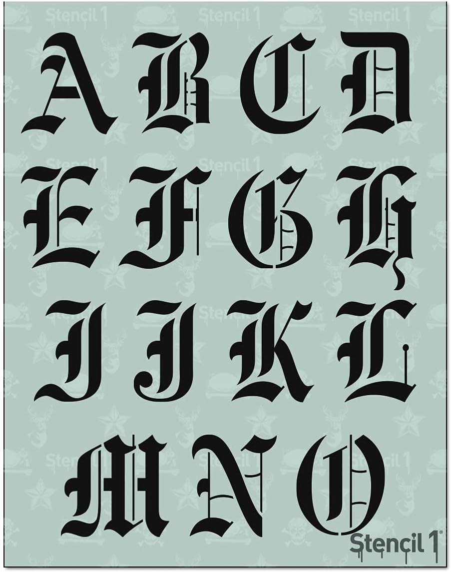 Stencil1 Letter Stencils 2 Old English Calligraphy Letters Numbers Mylar Uppercase And Lowercase Alphabet For Hand Painting Drawing Cutting Perfect For Lettering On Wood Vinyl More Kathia Express