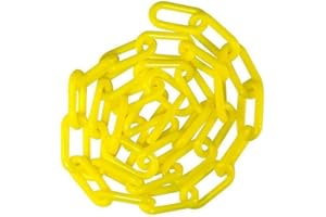 Boxonly Plastic Chain Barriers Link Warning Safety Barrier Parking Space Plastic Chains for Decorative Garden Fence 2mx10mm Yellow