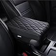 BODLYL Car Center Console Cover, Memory Foam Car Armrest Cushion, Black Auto Arm Rest Pad, Leather Arm Rest Covering Car, Hand Rest Pillow for SUV/Truck/Vehicle (Black)