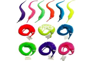 SHENGSEN 12 Pieces Fuzzy Worm Toys Worms On String Bulk Trick Toy Party Favors for Kid Cat (6 Colors)