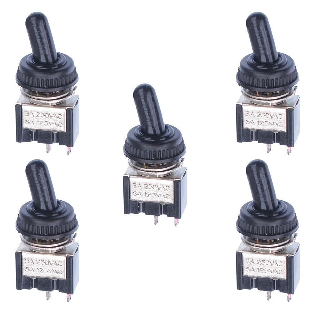 5 x On/Off Mini Small Toggle Switch + Waterproof Cover Mini Small SPST