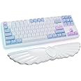 Sushret Angel Wing Cloud Keyboard Wrist Rest, Soft Leather Memory Foam Keyboard Wrist Support for Pain Relief, Ergonomic Anti-Slip Cute Computer Palm Rest for PC Gaming/Laptop/Hand Pad (1-Wing White)