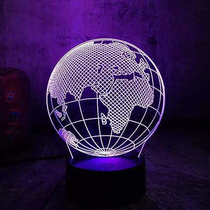 Amazon Dtcrzj Rr世界地理地球儀3 D Ledアート彫刻夜景3 D錯視デスクランプボタン Dtcrzj ベッドサイドランプ