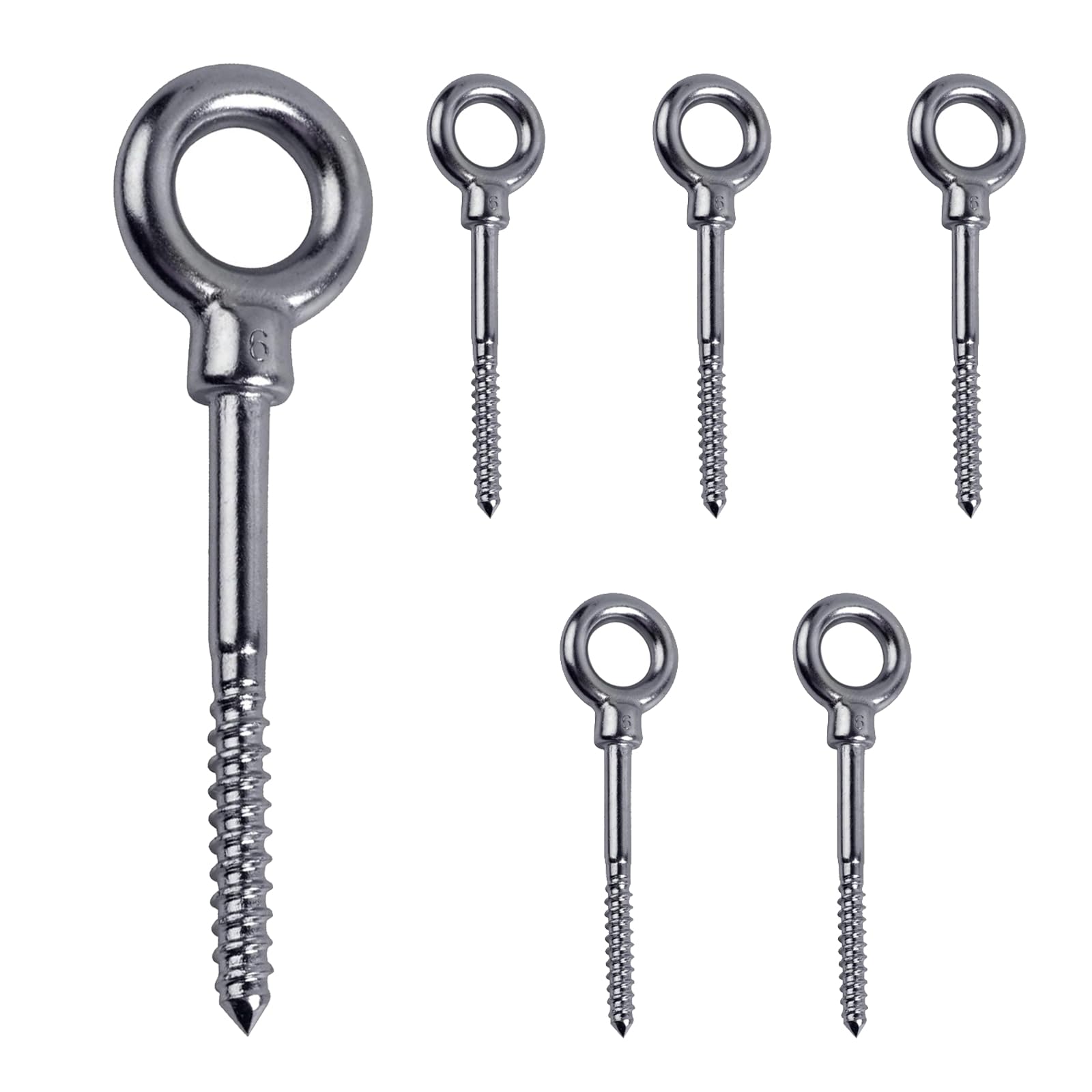 Pack of 6 Eye Bolts M6, Eye Bolt, M6 Heavy Duty Eye Hooks, Eye Bolts for Attaching and Hanging, for Indoor and Outdoor Use