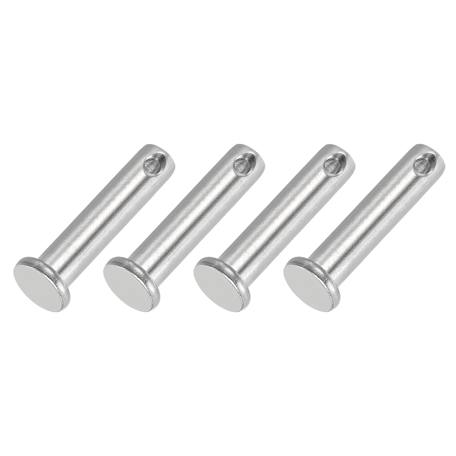 PATIKIL 8 x 35 Mm Single Hole Clevis Pins, 4 Pcs 304 Stainless Steel Flat Head Pin for Hitch Pin Lock Link Hinge Systems, Silver