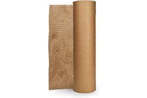 Premium Honeycomb Packing Paper 12"x100 ft By PackageZoom Perforated Kraft Honeycomb Wrap Roll For Fragile Items 80GSM Protective Honeycomb Cushioning Wrap Roll For Packing, Shipping & Moving