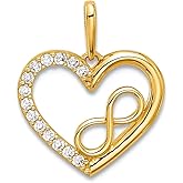 JewelryWeb 14.6mm 14k Solid Yellow Gold Polished Cubic Zirconia Love Heart With Infinity Pendant Necklace Pendant for Women