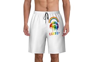 CYRIEL Rainbow Pride Flag Men’s Shorts LGBTQ Athletic Casual Workout Shorts Quick Dry Fit Gym Shorts Drawstring Beach Shorts