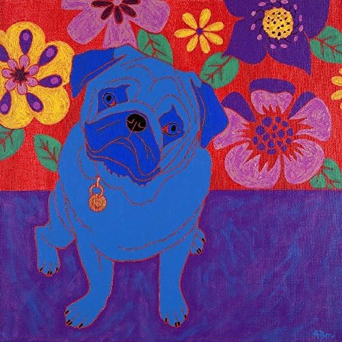 Perspicacious Pug - Colorful Dog Wall Art, Matisse Inspired Dogs by Angela Bond