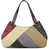 CORIOS Women Handbag Multi-Color Splice Striped Shoulder Bag Canvas Tote Bag Large Capacity Top Handle Bag Casual Hobo Bag