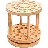 Handcrafted Rotating Artist Paint Brush Organizer, Watercolor Brush Holders, Large Capacity Hardwood Storage Holder for Art Classroom and Office Desk, 40 Holes