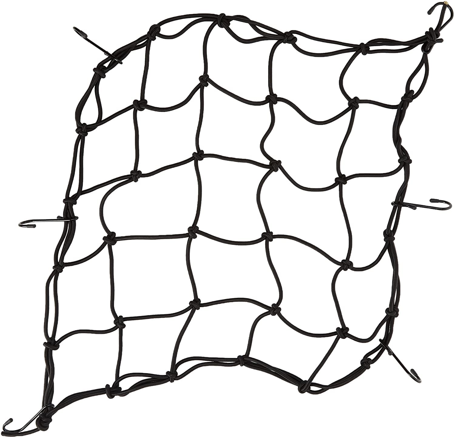 Oxford Cargo Net Strong Elasticated Webbing with Nylon Coated Steel Hooks - Black