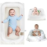 Loevin Portable Baby Lounger for Newborn 0-12 Months, Soft Breathable Baby Play Mat and Adjustable Diaper Changing Pads for Home&Travel, Newborn Essentials Gifts for Boys & Girls (White)
