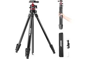 NEEWER Basics 66.5"/169 cm Travel Tripod for Camera, Lightweight Portable DSLR Stand with Ball Head, Arca Type QR Plate, Cell