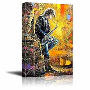 Canvas Prints Wall Art - The Young Guy Playing a Saxophone - 12" x 18"