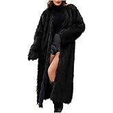 2025 Long Faux Fur Overcoats for Womens Trendy Warm Shaggy Fuzzy Trench Coats Casual Long Sleeve Jackets Winter