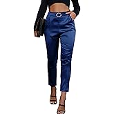 Women's Satin Pants Dress Casual Party Wedding Night Pull on High Waist Pants