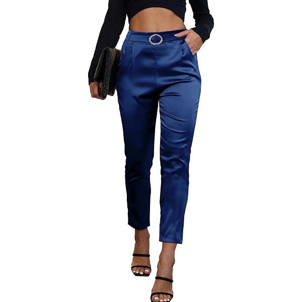 Leather Pants Silk Dress Pants Womens Women's Wide Leg Satin Silky Casual Dress Cocktail Party High Leather Pants Silk Dress Pants Womens Women's Wide Leg Satin Silky Casual Dress Cocktail Party High