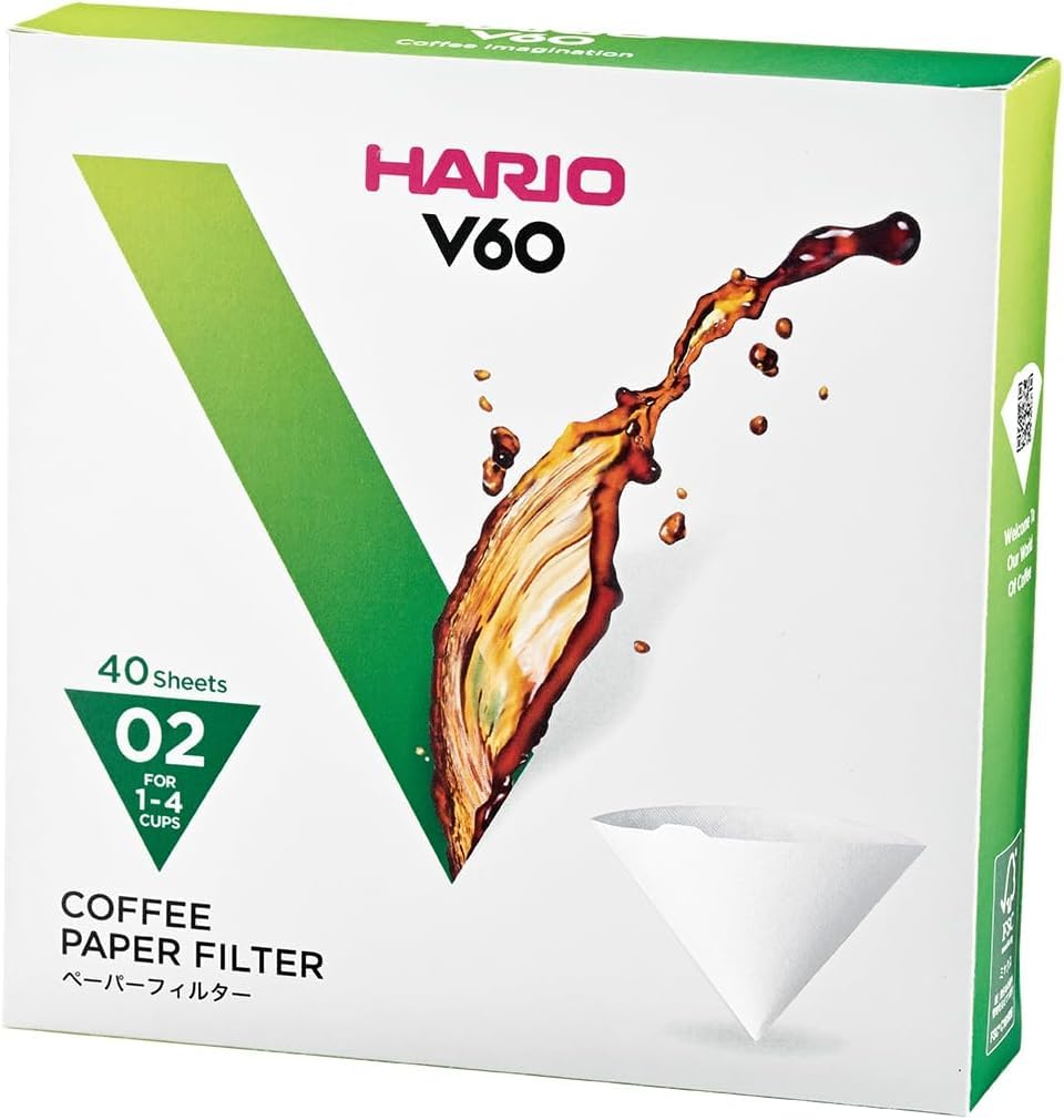 Hario V60 Coffee Paper Filter, 40 Sheets, White
