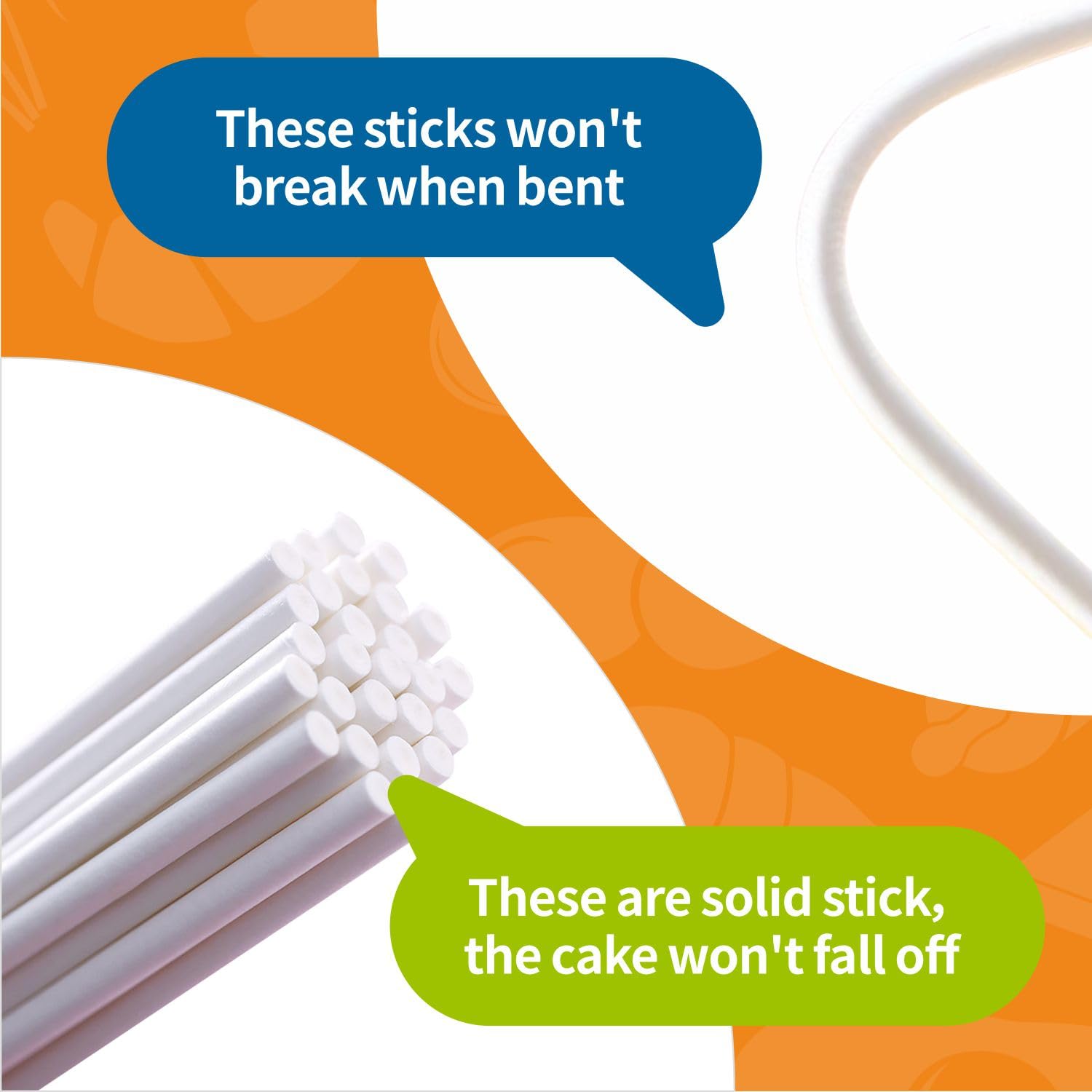 100 Count 6 INCH White Paper Lollipop Sticks,Cake Pop Sticks,Sucker Sticks for Cookies,Rainbow Candy,Chocolate,Cake Topper(Dia 4mm)