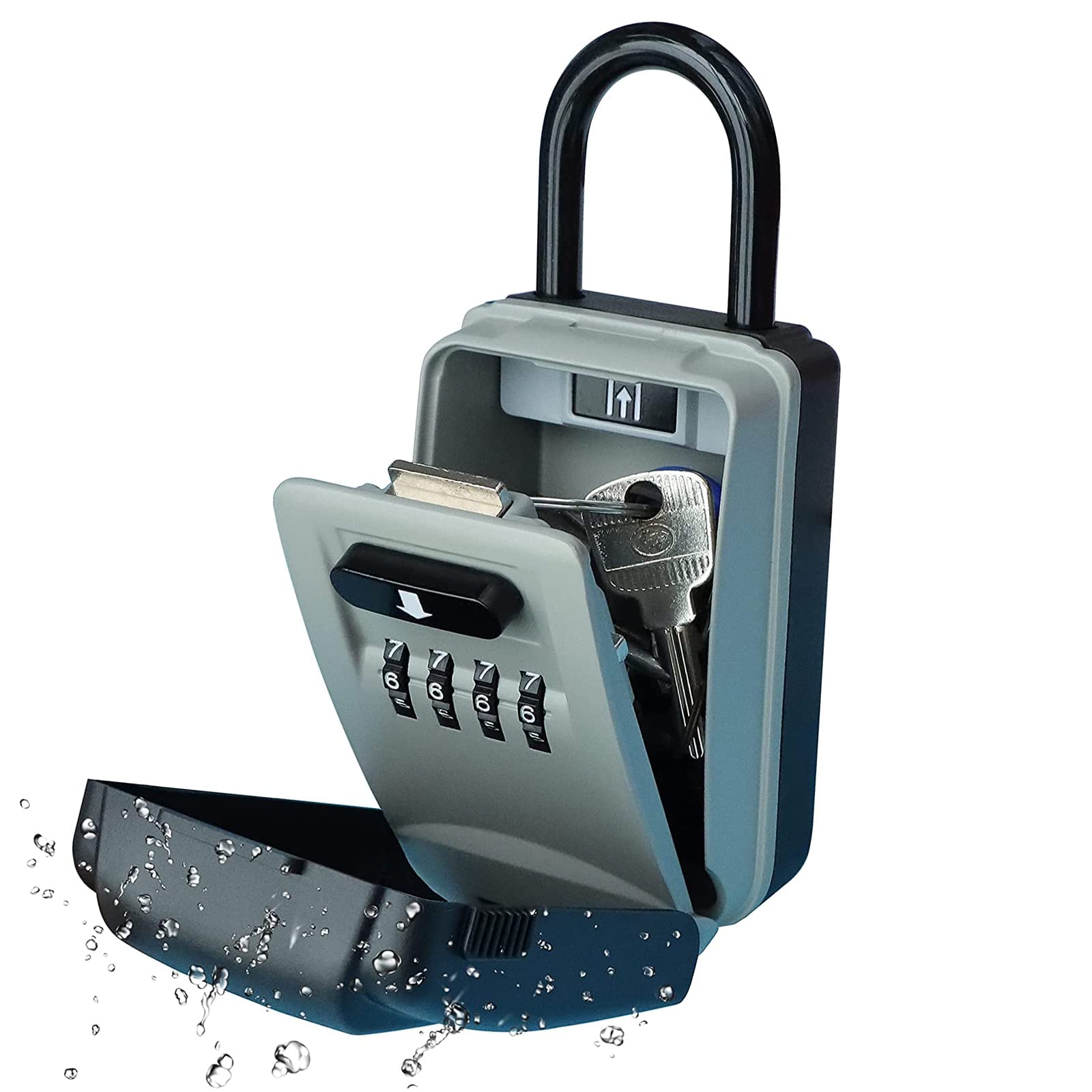 BenRich 4-Digit Combination Key Safe Lock Box with Shackle | Portable Outdoor Key Storage Padlock for Homes, Offices, Cars, Surfing School & Garage | Secure Key Safe for Elderly, Caregivers, Holiday