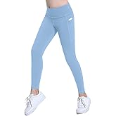 Coralup Girls' Active Leggings Kids Dance Running Yoga Pants Stretchy High Waist Tight Pants with Pockets 5-11Y