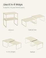 SONGMICS Spice Rack Set of 2 Cupboard Shelf Organisers Cream White KCS002W02 view 5