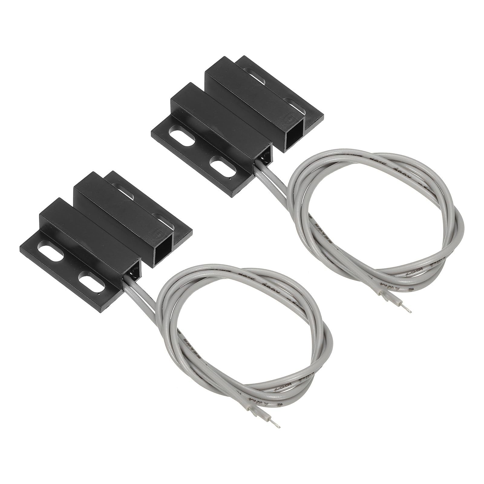 PATIKIL Magnetic Reed Switch, 2 Pack NO Wired Surface-Mounted Magnetic Contact Switch for Door Window, Black