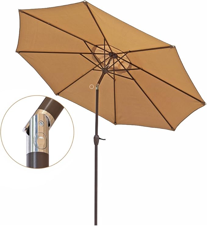 Amazon Com Le Papillon 9 Ft Outdoor Patio Umbrella Aluminum Table Market Umbrella Crank Lift Push Button Tilt Beige Garden Outdoor