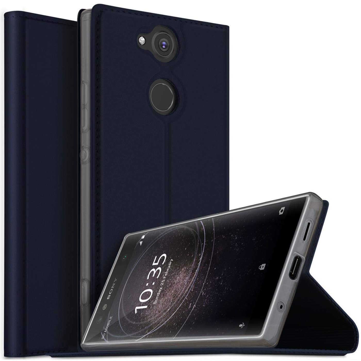Verco Case compatible with Sony Xperia XA2, Flip Wallet Cover with Magnetic Closure for Xperia XA2 Phone Case - blue