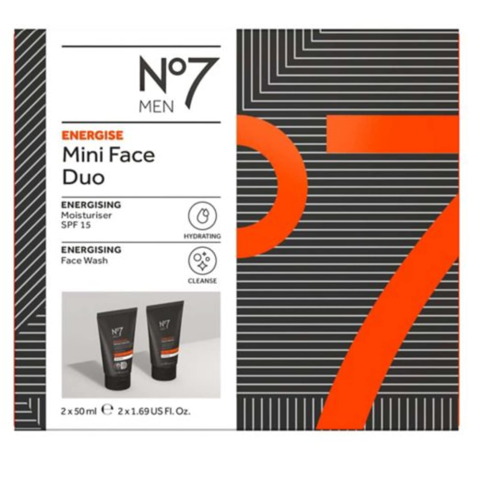 No7 Men Energising Face Duo Moisturiser 50 + Face Wash 50ml Gift Set
