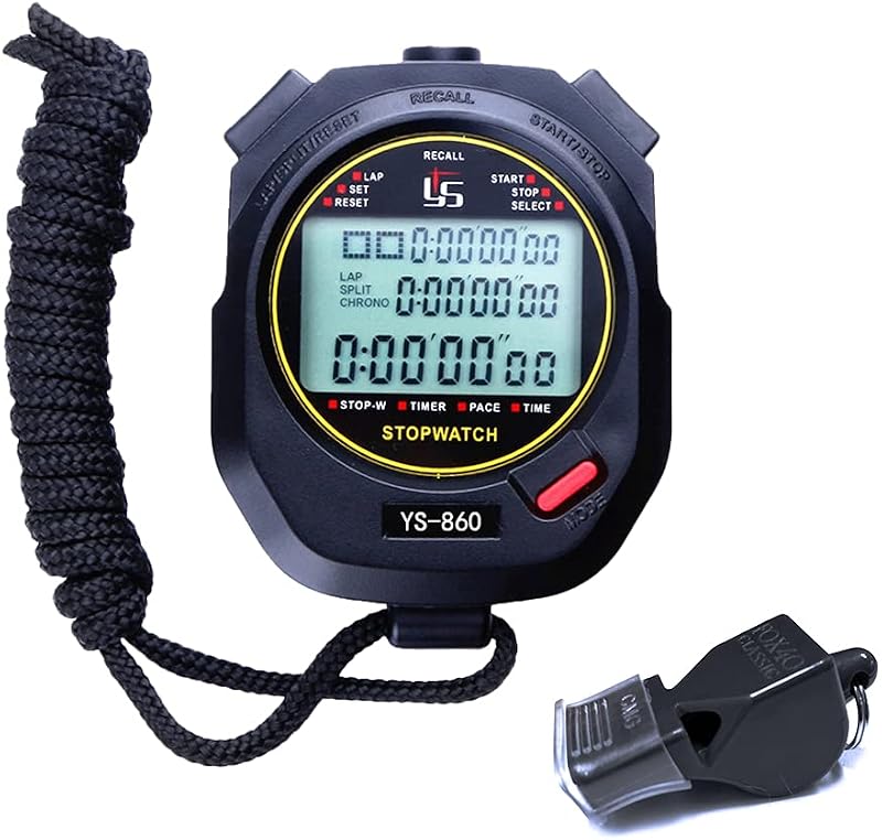 LAOPAO Stopwatch 1/100s 60 Lap Memories Large Display Mute Mode Waterproof