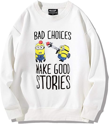 Amazon Co Jp パーカー ミニオン レディース メンズ トレーナー スウェット かわいい 学生 クルーネック M 長袖 春秋冬 厚手 ゆったり 快適 カジュアル あったか スポーツ 普段着 通学 大きいサイズ 男女兼用 プルオーバー トップス トレーナーパーカー ホワイト14 裏