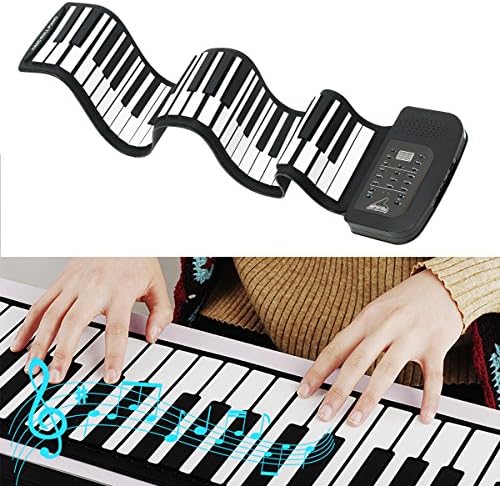 Electronic Piano Keyboard 61-Key,Portable Roll Up Digital Music Piano Keyboard,Rechargeable Design,Soft Silicone Touch,Fits Beginners,Kids and Adults,Gift for Birthday