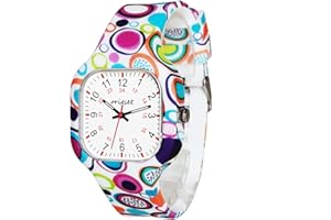 origset Women Watch Square 24 Hour 3-Hand Easy to Read Time for Nurse Medical Students Teachers Doctors Colorful Water Proof