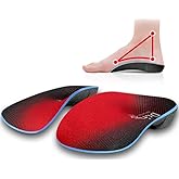 Dr. Foot 3/4 Orthotics Shoe Insoles, High Arch Supports Inserts for Flat Feet, Plantar Fasciitis, Over-Pronation, Fallen Arches (Red, X-Small(Men's 3-4.5 / Women's 4-5.5))