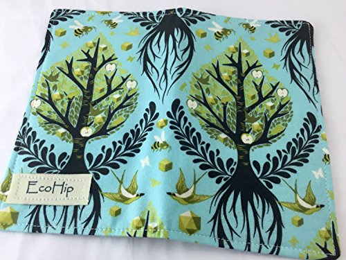 Duplicate Checkbook Cover Register with Pen Holder - Tula Pink Tree of Life in Pool Blue