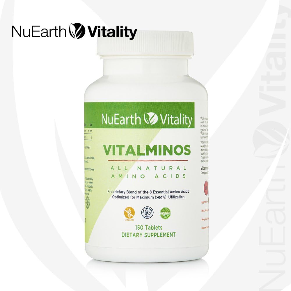 VITALMINOS - All Natural 8 Essential Amino Acids Supplements with BCAA - Best For Muscle Building, Strength, and Ultra Fast Recovery - Energy & Stamina Booster - MAP Effective - 150 Tablets
