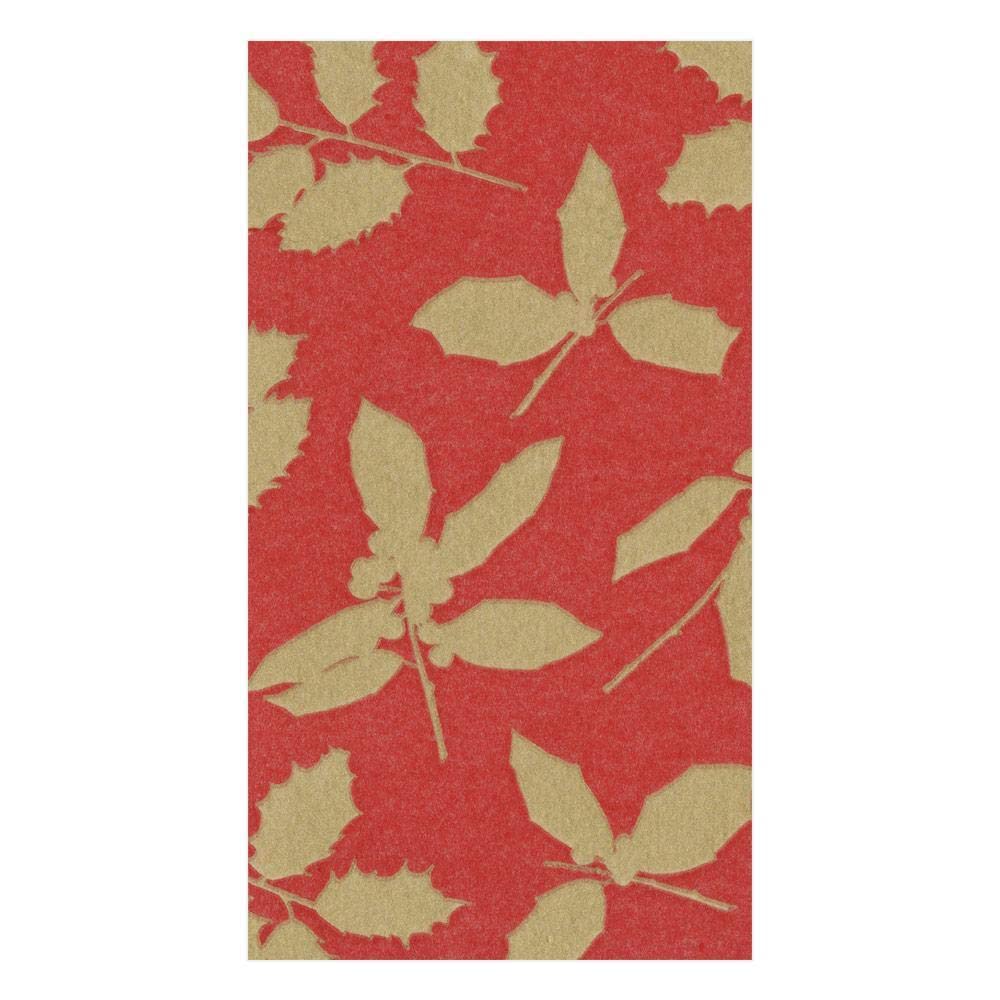 Caspari Holly Silhouettes Paper Linen Guest Towel Napkins in Red, 12 Per Package