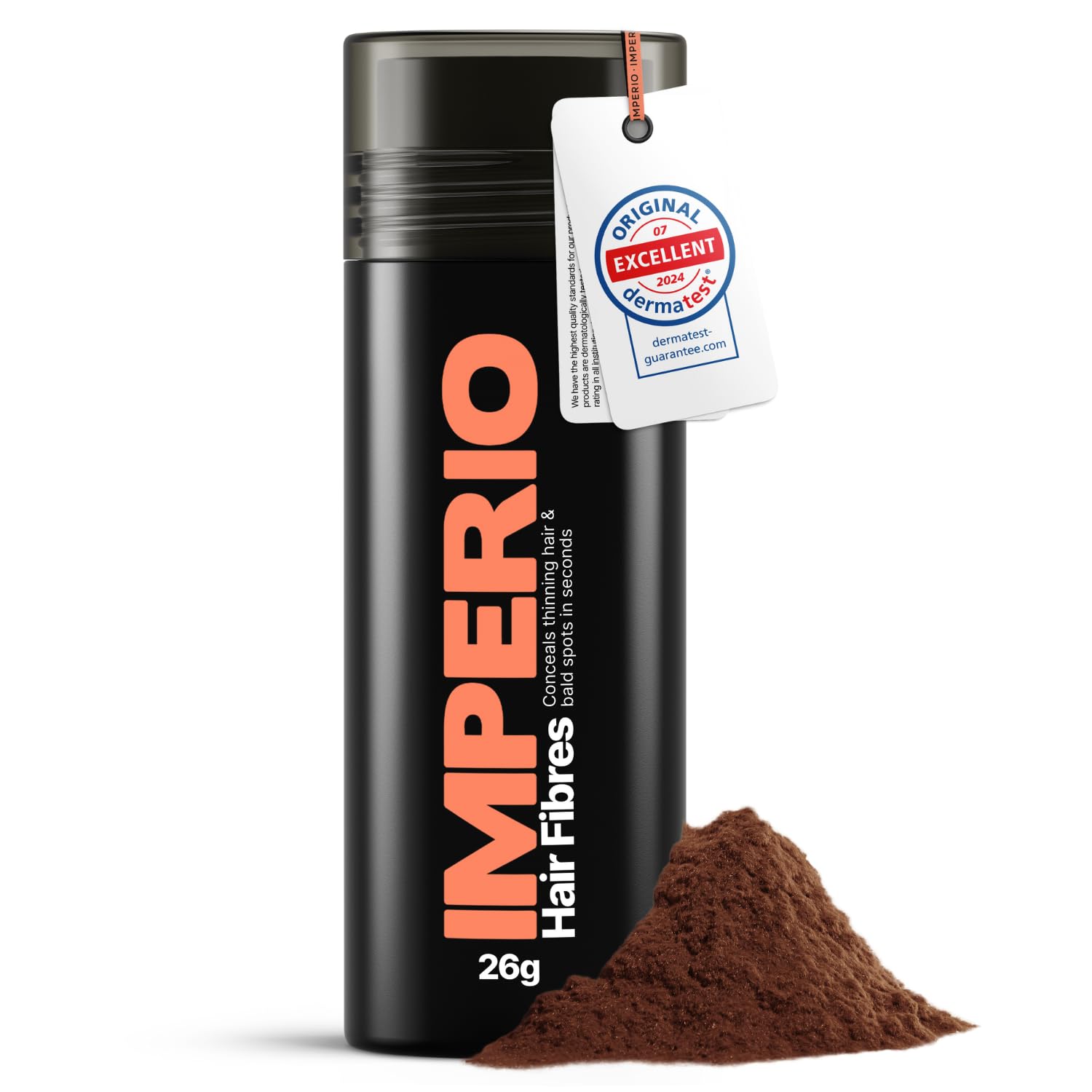 IMPERIO Hair Fibres for Thickening & Full Hair in Seconds. Shake-on hair filler for an Authentic Look. 100% Natural! Premium Salon Quality Hair Building Fibres - 26g (copper)