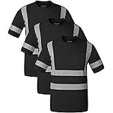 wantdo Hi Vis Shirts for Men Reflective Safety Shirts Construction Work T Shirts