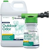 Eco Strong Outdoor Odor Eliminator | Outside Dog Urine Enzyme Cleaner &ndash; Powerful Pet, Cat, Animal Scent Deodorizer | Professional Strength for Yard, Turf, Kennels, Patios, Decks (Gallon with Sprayer)