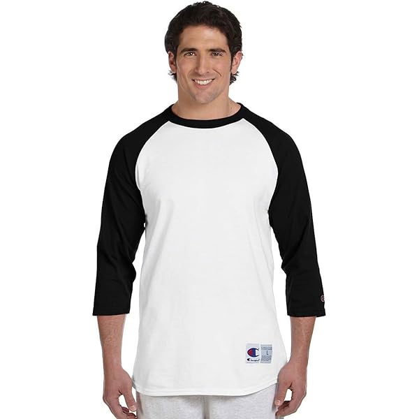 Champion Adult Raglan Baseball T-Shirt, Wht/Scarlet, Small