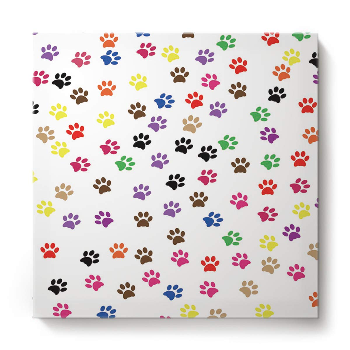 高質 かわいい犬の足跡 ホーム装飾 リビングルーム 寝室 油絵 正方形キャンバスウォールアート カラフルなパターン B07m95mpxp Footprint7yag3705 Inch 32 X 32 naayagyaggsleo009naafyag Inch 32 X 32 すぐに掛けられる 木製フレームで枠張り済み オフィス