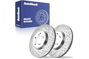 AutoShack Front Vented Drilled & Slotted Silver Zinc Coated Brake Rotors 2-PC Set Replacement for 2009-2015 Honda Pilot 2007-